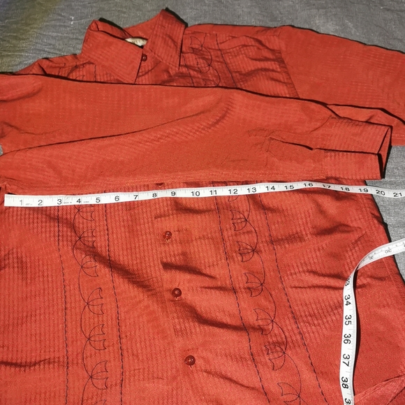Monte Carlo medium m long sleeved Button up  button down shirt burnt red colour - Picture 7 of 10